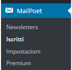 Mailpoet menu iscritti