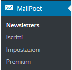 Mailpoet menu